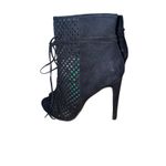JustFab  Black Suede Laser Cut Lace Up Peep Toe Stiletto Booties Heels Women 8.5 Photo 1