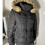 Special One Women's Black Puffer Jacket M Faux Fur Hood Winter Casual Photo 0