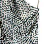 Elle Zeitoune Grace White Teal Polka Dot l Halter High Neck Formal Gown Large Blue Photo 8