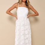 Lulus NWT  Delightful Charisma White Embroidered Sequin Mesh Midi Dress Size XS Photo 0