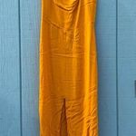 Reformation Mustard gold yellow midi dress by  with wide straps and front slit Photo 0