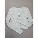 BP Cardigan Sweater Womens Size XS Ivory Cropped Cable Knit Button-Front Photo 1