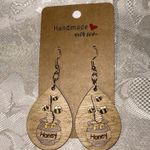 Handmade NWT Pot of Honey BumbleBee Wooden Painted Earrings Photo 2