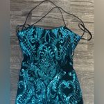 Elegant Teal Maxi Dress with Slit Blue Size undefined Photo 3