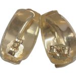 14K Two Tone Diamond Cut Half Hoop Earrings Photo 7