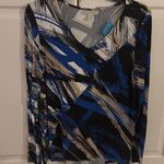 Dana Buchman  Women's Long Sleeve V Neck Abstract Print Top Size S Photo 0