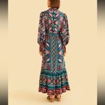 Farm Rio M Teal Pink Seashell Tapestry Lenzing™ Ecovero™ Viscose Maxi Dress NWT Photo 4