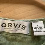 Orvis  Button Down Shirt Round Neck Relaxed Fit Casual Plain 100% Linen Green L Photo 1