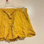 SO Women’s Medium  Mustard Yellow Ruffle Shorts High Rise Fabric Belt Tie Summer Photo 1