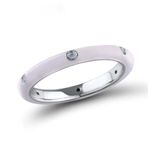 Boutique NEW Unisex White Ceramic Pave Diamond Sterling Silver Band Ring, Size 6 Photo 1