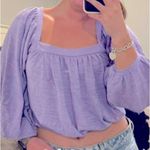 Free People  bell sleeve lavender square neck top boho casual classic Spring M Photo 1