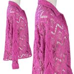 Free People Free Peoole Until Sundown Crochet Shacket Shirt Small Gin Fizz Pink NWOT Photo 8