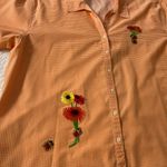 Las Olas  Orange and White Gingham Button Down Shirt Cottagecore Cabincore Retro Photo 8