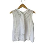 ZARA  White Eyelet Cotton Blouse with Beaded Hem Size S Photo 4