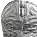 Steve Madden  West Silver Leather Pointed Toe Pull On Block Heel Western Boots 9M Photo 6