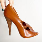 Rebecca Minkoff Elisavette Peep Toe Heels Brown Leather 8.5 Retail $295 Photo 0