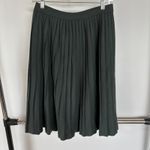 Eileen Fisher Wool Pleated Skirt Knee Length Hunter Green Quiet Luxury Medium Photo 3
