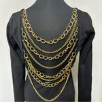 Nasty Gal Black Mini Dress with Gold Chains in Size Large Photo 2