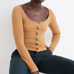 Madewell  Ribbed Cardigan Crop Tee Henley Toffee Photo 0