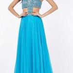 Angela and Alison  teal blue beaded prom wedding ball evening gown Women’s size 0 Photo 0