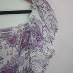 Rene Margo 2X Short Capped Sleeved Peasant Plus in Purple White Paisley Photo 1