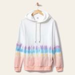 Feat Tie Dye Blanket Soft Pullover Hoodie in White Loungewear Winter Casual Cozy Photo 9