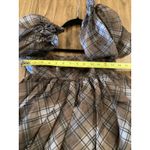 Selkie The Plaid Puff Organza Dress size XXS Brown Photo 7