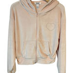 Refuge Hoodie Jacket Womens Size Small Pink Velvet Velour Full Zip Rinestone NEW Photo 0