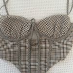Princess Polly  Plaid Corset Top Brown Bustier Crop Photo 1
