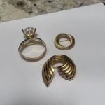 Lot Of 3 Costume Brooch Pins Gold Tone Photo 1