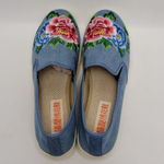 Blue Canvas Denim Floral Embroidered Slip Photo 4
