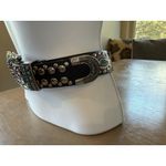 Leather Belt Western Concho Turquoise Studs Buckle Decoration Sz M Please Read Black Photo 5