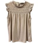 Adrianna Papell  Sleeveless Ruffled Cap Sleeve In Champagne Small Dot Womens M Photo 6