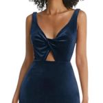 Dessy Lovely Velvet Twist Front Cutout Maxi Dress Midnight Blue Size 2 NWT Photo 2