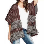 Guess Charlotte Jacquard Poncho Jacket Cape One Size Sweater Knit Poncho Photo 0