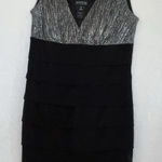 Enfocus Studio En Focus Studio Black Silver Metallic Bodycon Dress Size 10 Cocktail Party  Glam Photo 0