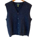 Club Room 100% Pure Wool Striped Button Front Sweater Vest Black Women's Large Photo 0