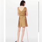 Victoria Beckham Printed Hammered Satin Star Mini Dress in Sandstone/Satsuma Red Photo 3