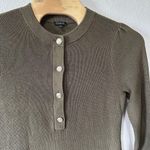 Talbots Size Large Olive Green Knit Sweater Dress Gold Buttons Long Sleeve Photo 1