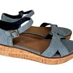 Toms Chambray Cork Wedge Sandals Women’s Size 9 Photo 0