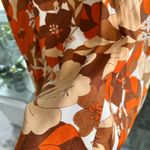 Vintage 60s Silk Floral Handmade Button Front Mini Dress Brown Size XL Photo 8