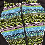 Rashguard Swimsuit Tribal Hourglass One Piece Zip Up M Medium Blue Photo 2
