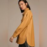 Anthropologie NWOT  Maeve Faux Leather Oversized Camel Shirt Jacket Photo 2