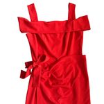 Marina Cold Shoulder Faux Sarong Waist Tie Overlay Jumpsuit Red Size 4 Red Photo 3