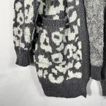 Dreamers by Debut White & Gray Plush Leopard Oversized Eyelash Knit Cardigan S Photo 1