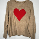 CeCe  Sweater Brown Red Heart‎ Womens MED Oversized Long Sleeve Cozy Soft Photo 0