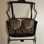 Black And Gold Studded Bustier XXL Crop Top Photo 0