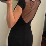 Lulus  XS Black Bodycon Backless Mesh Short Sleeve Round Neck Mini Pencil Dress Photo 2