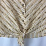 Monteau  Los Angles yellow, white, and purple stripe tie front cropped top small Photo 1