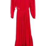 Maje  Rachana Red Crepon Maxi Dress Holiday Long Sleeve Modest NEW Photo 3